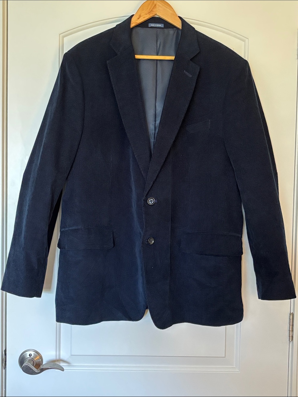 Stafford Men's Navy Blue Cotton Corduroy Blazer Sport Coat Classic Fit 48R EUC